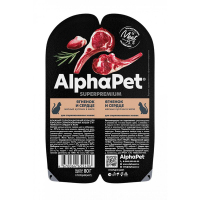 AlphaPet Superpremium мясные кусочки в соусе для стерилизованных кошек, ягненок и сердце, 80 гр