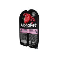 AlphaPet Superpremium мясные кусочки в соусе для взрослых кошек, говядина и малина, 80 гр