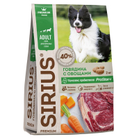 SIRIUS Сухой корм для взрослых собак говядина с овощами