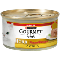 Gourmet Gold Melting Heart Нежная начинка с Курицей, банка, для кошек, 85 г