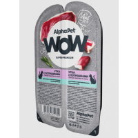 AlphaPet WOW ломтики в соусе для кошек c чув. пищеварением , утка с потрошками, 80 гр