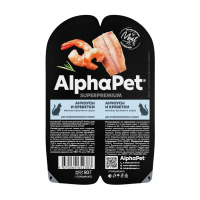 AlphaPet Superpremium мясные кусочки в соусе для стерилизованных кошек, анчоусы и креветки, 80 гр
