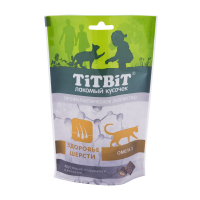 TiTBiT Хрустящие подушечки для кошек с лососем для здоровья шерсти, 60 гр