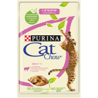 Cat Chow Adult 1+, ягненок и зеленая фасоль в желе для кошек, 85 грамм