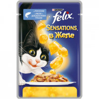 Felix Sensations в желе, лосось и треска, пауч, для кошек, 75 г