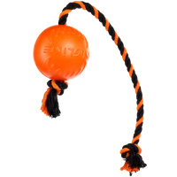 DOGLIKE Мяч с канатом малый (оранжевый-черный-черный) для собак