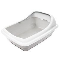Gamma Туалет для кошек прямоугольный с ассиметричным бортом "Волна", серый/белый, 455*350*200мм