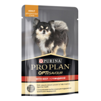 Pro Plan для взрослых собак мелких и карликовых пород, c говядиной в соусе,пауч, 85 гр