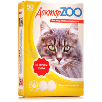 Доктор Zoo Мультивитаминное лакомство для кошек с сыром 90 таблеток