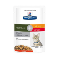 Hills Prescription Diet Metabolic + Urinary Stress для кошек с избыточным весом с курицей, пауч 85гр