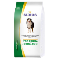 SIRIUS Сухой корм для взрослых собак говядина с овощами