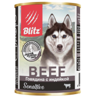 Blitz Sensitive Beef для собак, говядина с индейкой, 400 г
