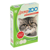 Доктор Zoo Мультивитаминное лакомство для кошек с печенью 90 таблеток
