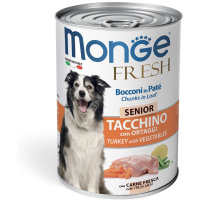 Monge Dog Fresh консервы для пожилых собак мясной рулет индейка с овощами 400г