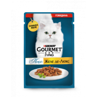 Gourmet Perle Желе-де-Люкс для кошек с говядиной, пауч 75г
