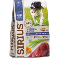 SIRIUS Сухой корм для взрослых собак средних пород Индейка/утка с овощами