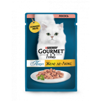 Gourmet Perle Желе-де-Люкс для кошек с лососем, пауч 75г